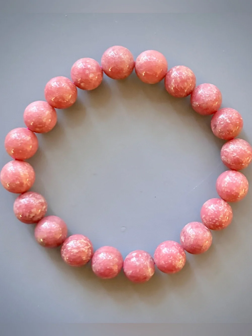 Natural Pink Rhodonite Handcrafted Bead Bracelet